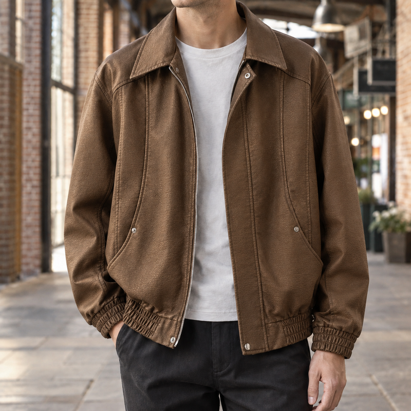 Austin Leather-Look Jacket - Brown