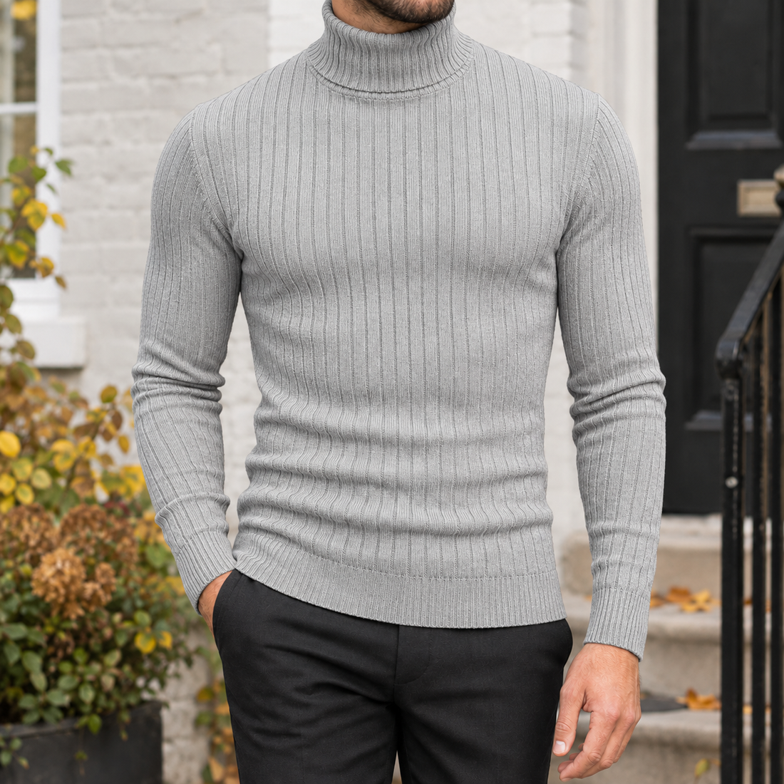 Pascal Turtleneck Sweater - Light Gray