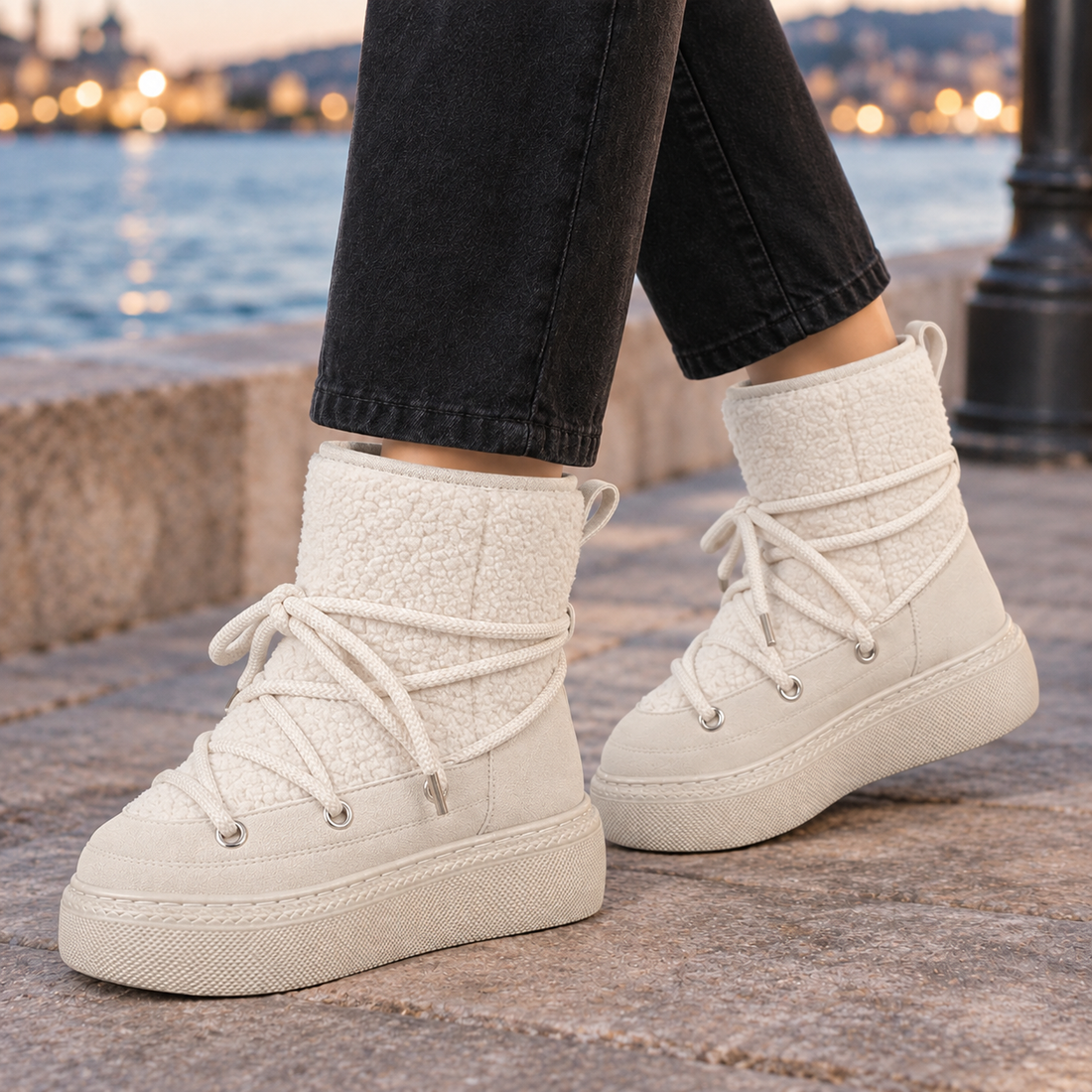 Badoer-Garda Platform Snow Boots - Off White
