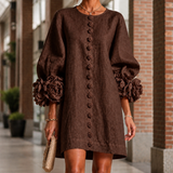 Elise Floral Cuff Dress - Brown