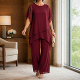 Aimee-Jane Asymmetric Pants Set - Red