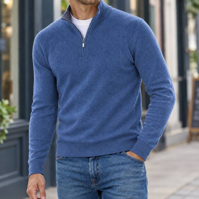 Romano Quarter Zip Sweater - Dark Blue