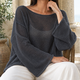Ilaria-Rae Boat Neck Top - Dark Gray
