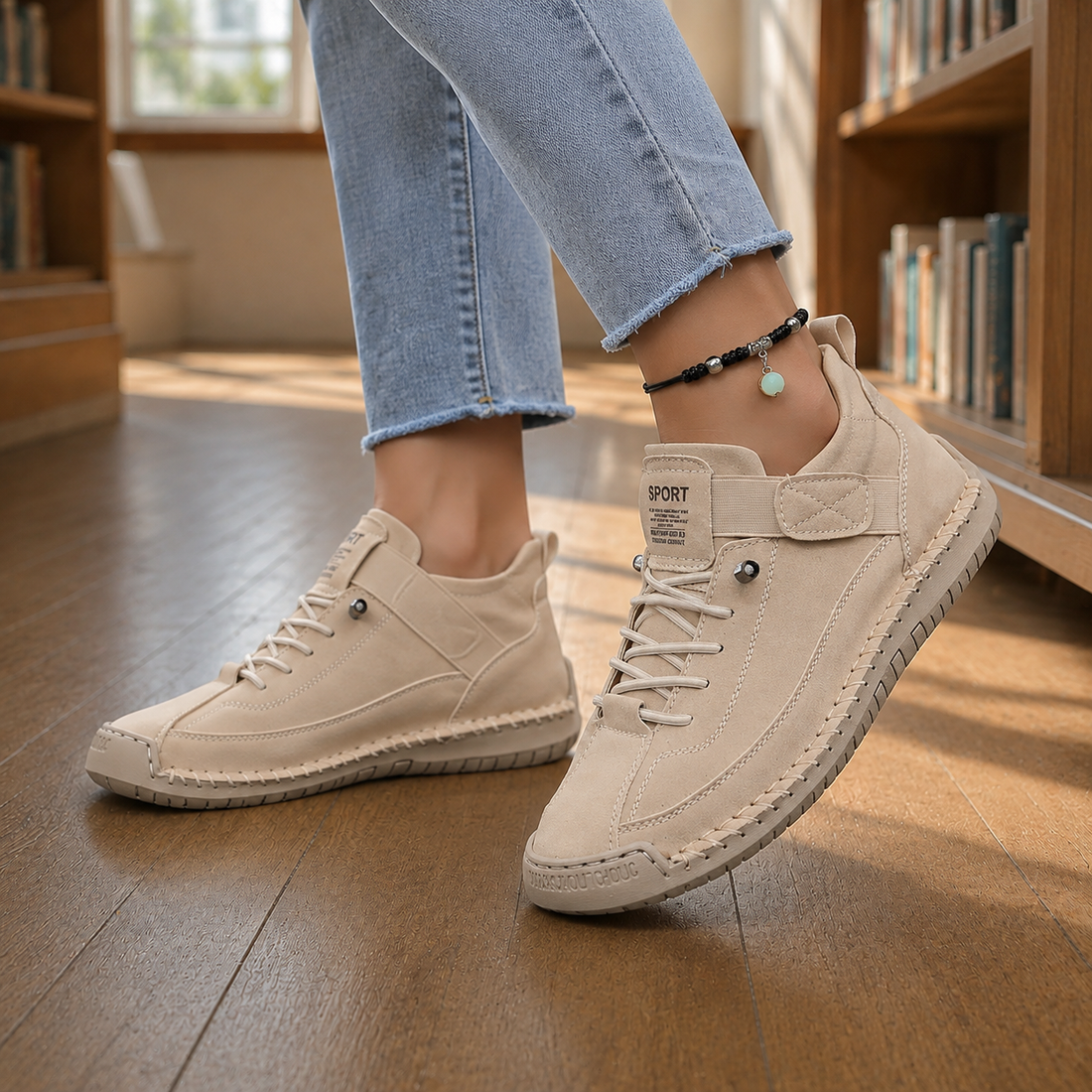 Ravello Elastic Lace Sneakers - Beige