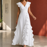 Anais-June Ruffle Maxi Dress - White