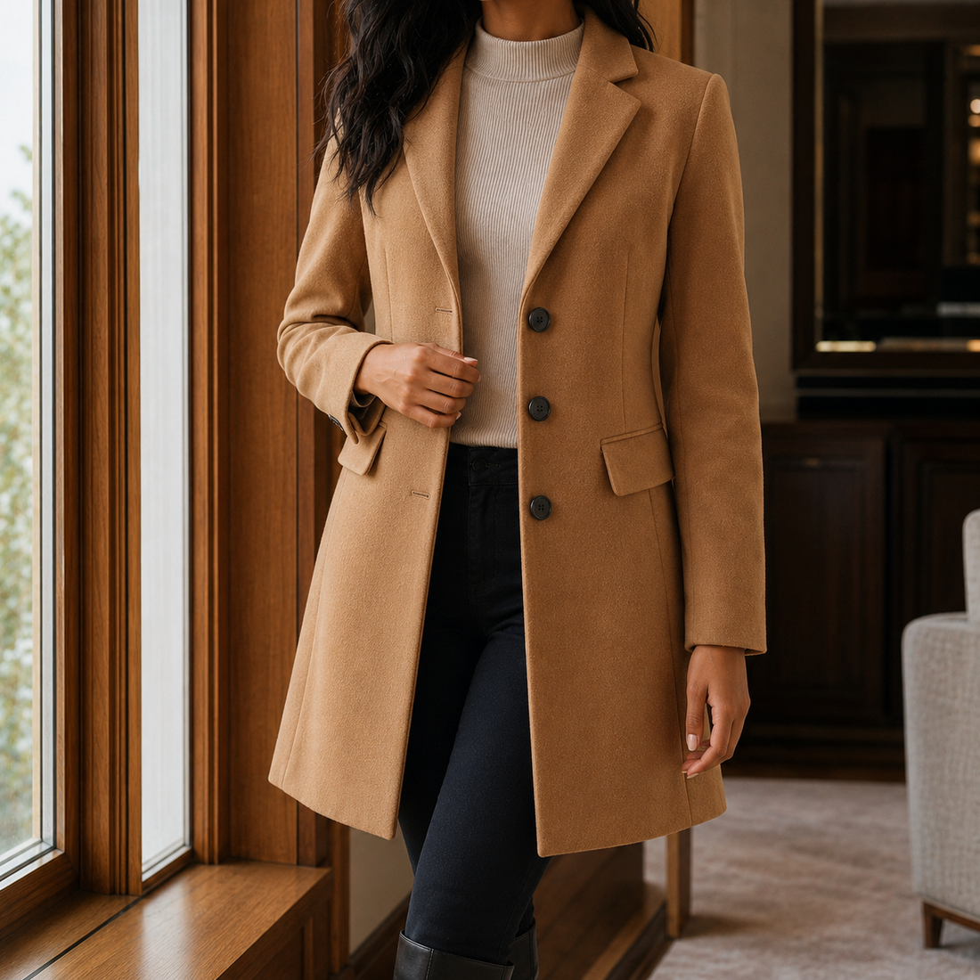 Valencia Tailored Coat - Brown
