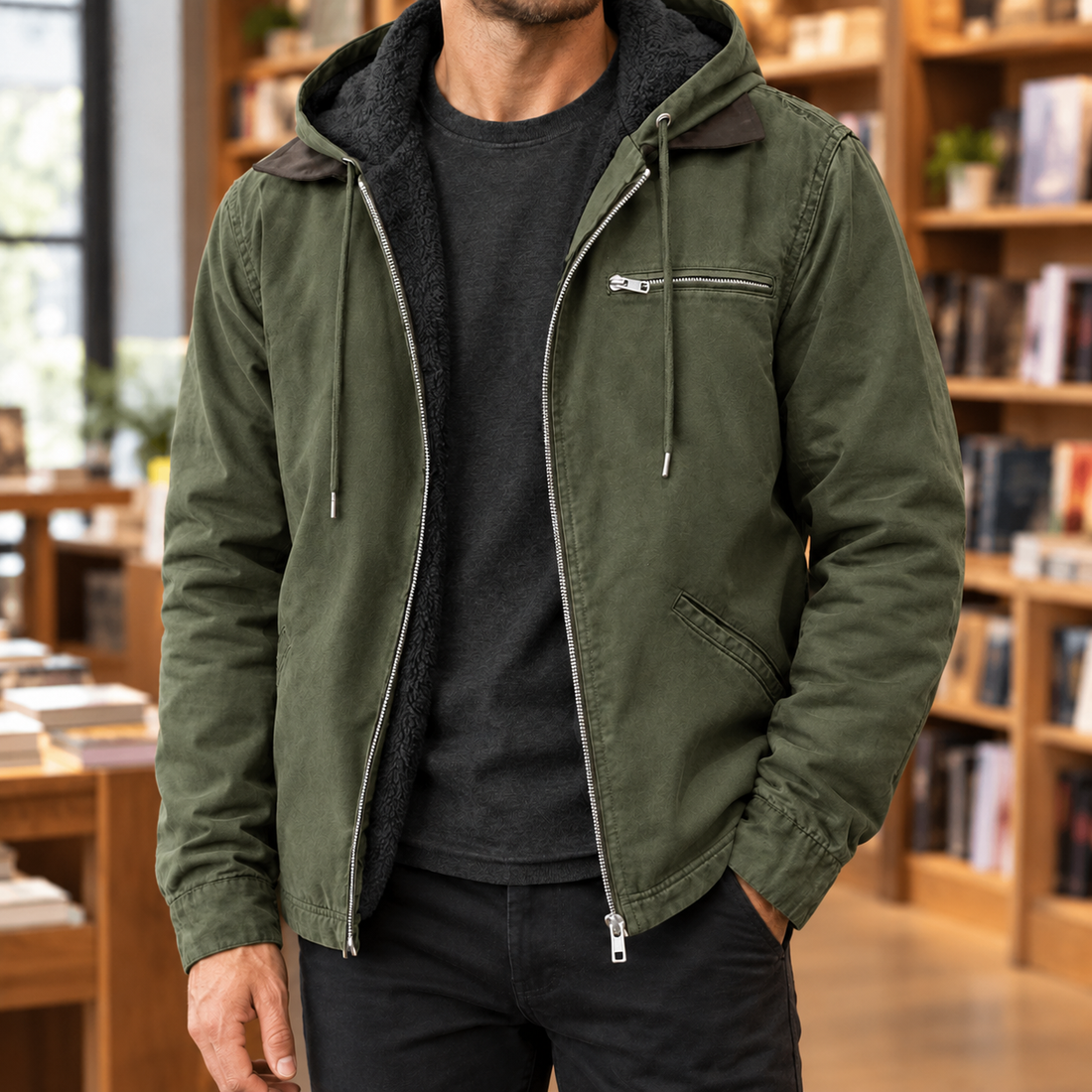 Isidore Hooded Jacket - Olive Green