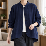 Rachel Stand Collar Jacket - Navy Blue
