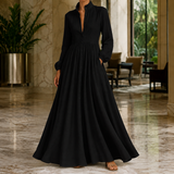 Evangeline Button-Front Maxi Dress - Black