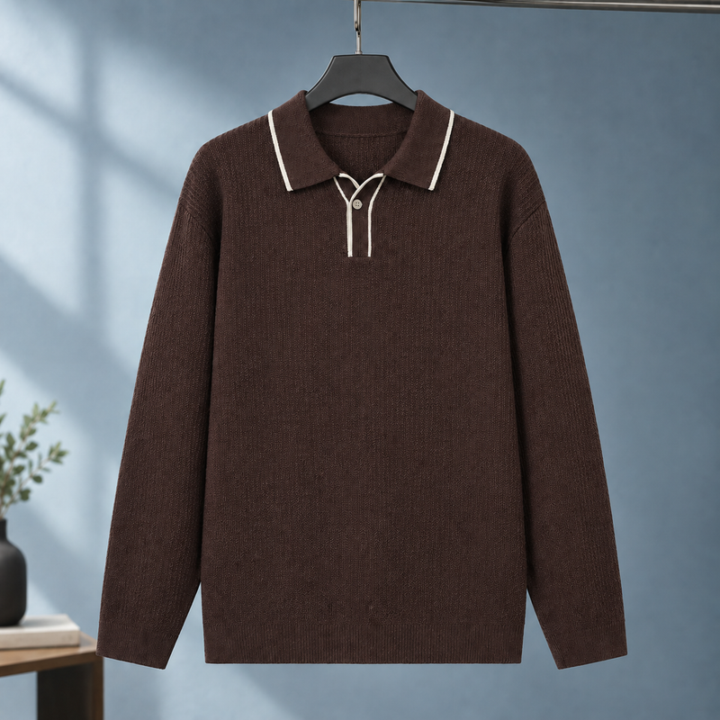 Florian Polo Sweater - Coffee Brown