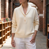 Livia Shawl Collar Sweater - White