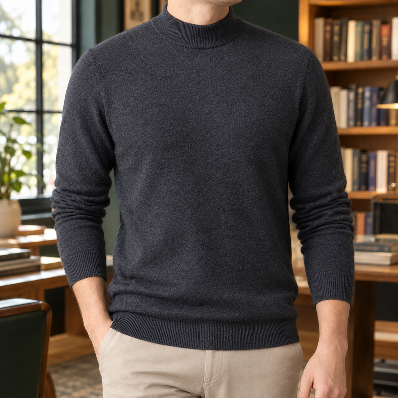 Austin Mock Neck Sweater - Dark Gray