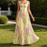 Orla-Grace Pleated Maxi Dress - Yellow Purple