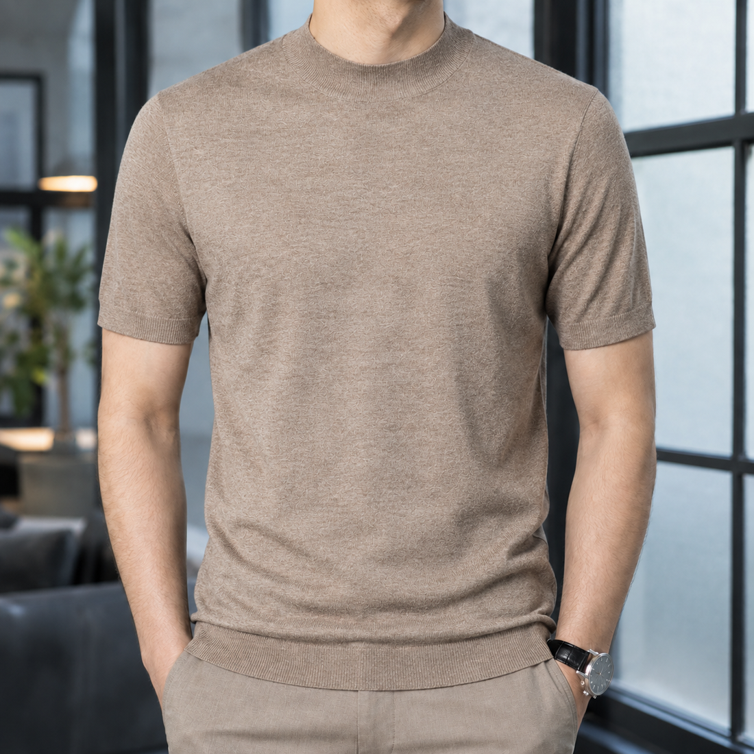 Daniel Mock Neck Sweater - Camel