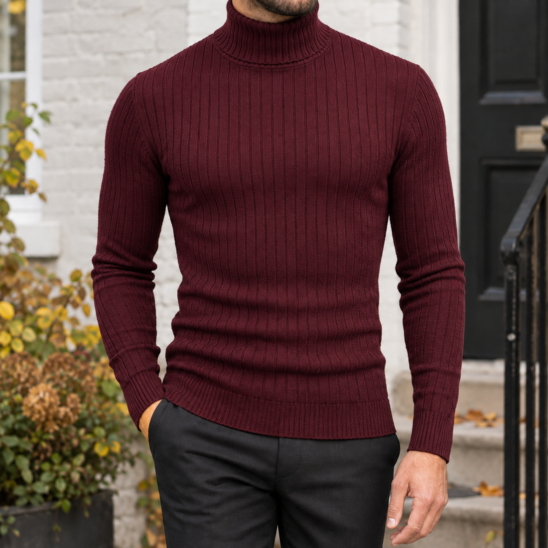 Pascal Turtleneck Sweater - Wine Red