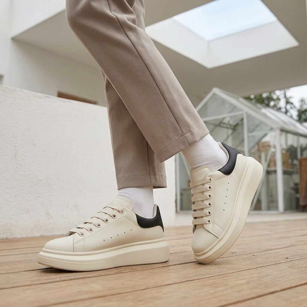 Verona Platform Sneakers - Black Leather Tail Leather Surface-a Sty