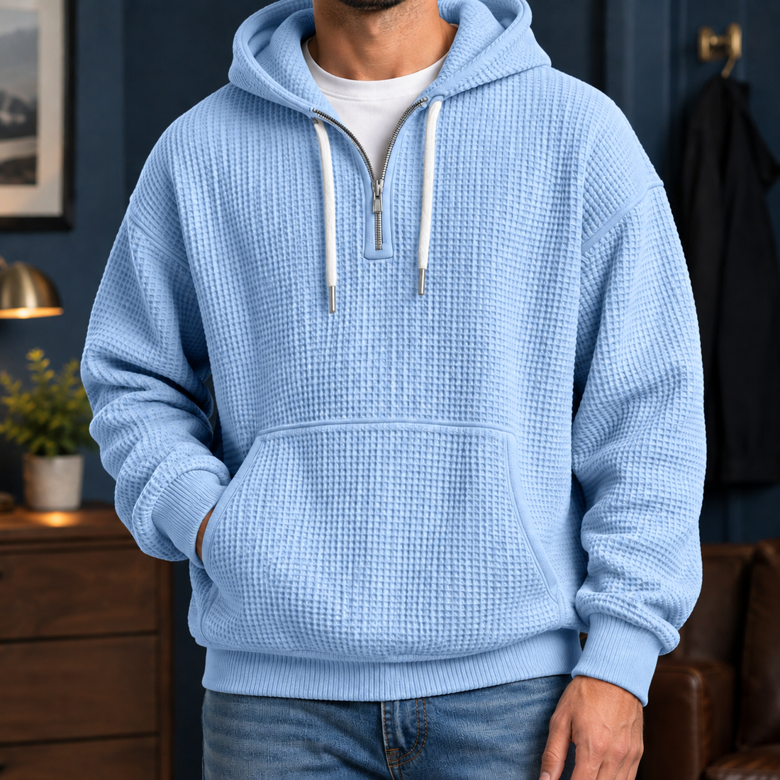 Florian Waffle Hoodie - Light Blue