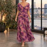 Sylvie-Elise Draped Maxi Dress - Purple