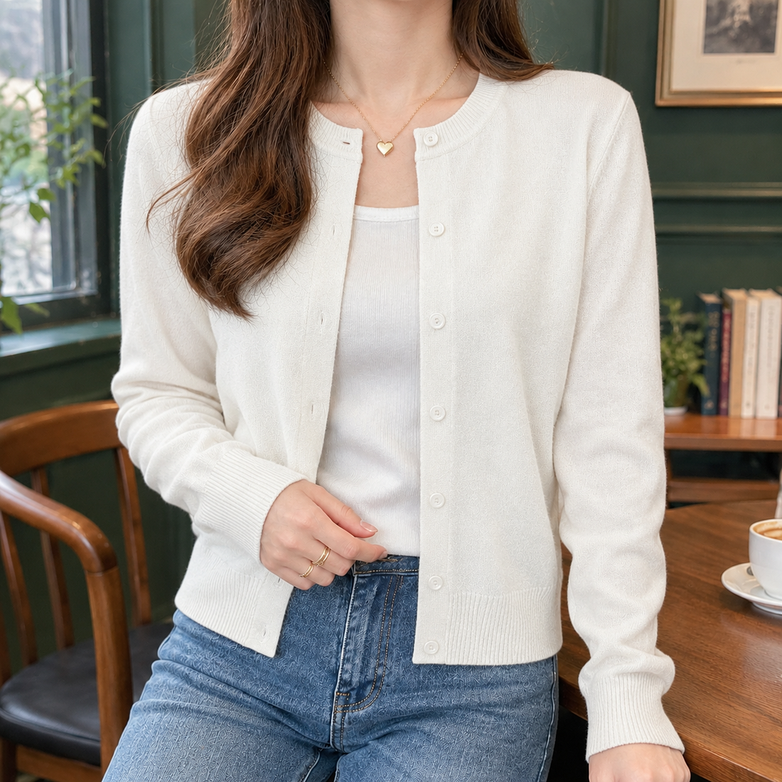 Perla-Rae Fine Knit Cardigan - White