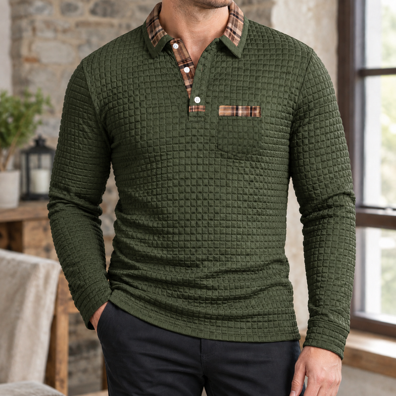 Dorian Textured Polo - Army Green