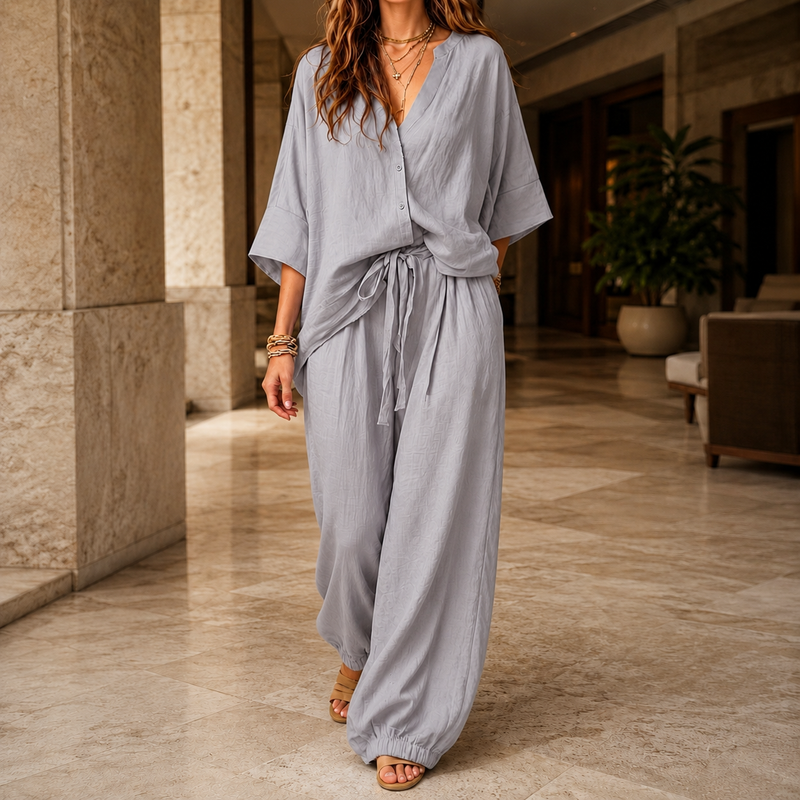 Modesty Relaxed Pants Set - Gray