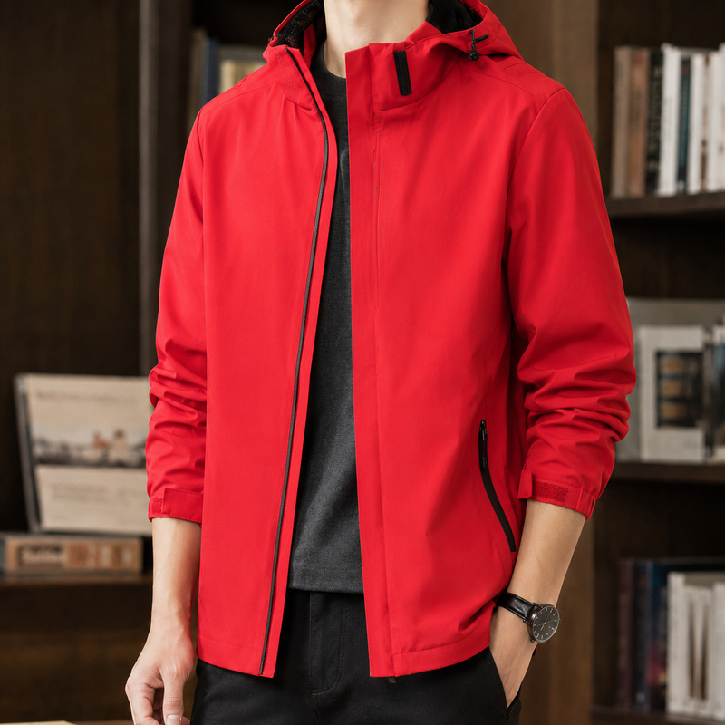 Erasmus Stand Collar Jacket - Men's Model-big Red