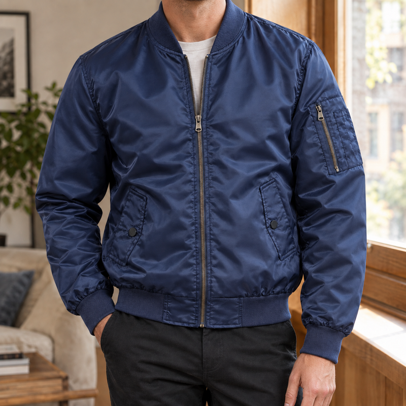 Warrick Bomber Jacket - Navy Blue