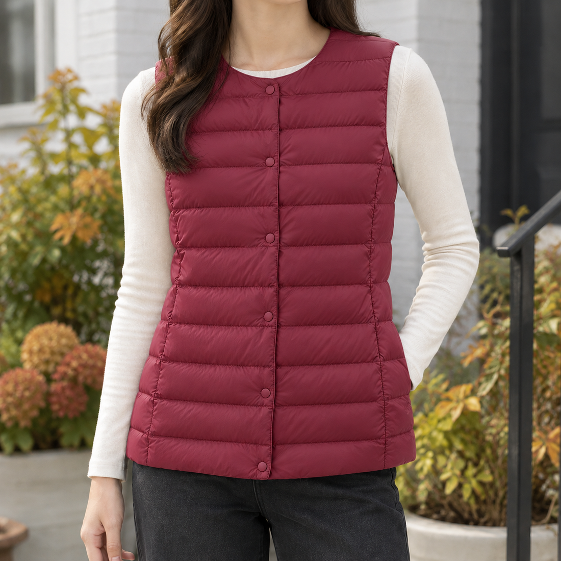 Isabeau-Pearl Cashmere Vest - Wine Red
