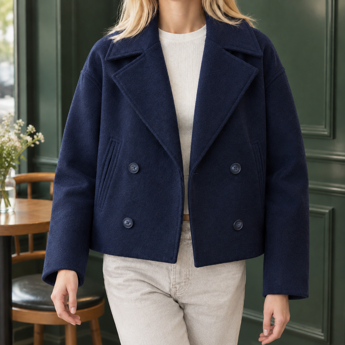 Leonie-Hope Double-Breasted Jacket - Dark Blue