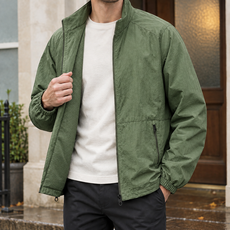 Harlan Stand Collar Jacket - Army Green