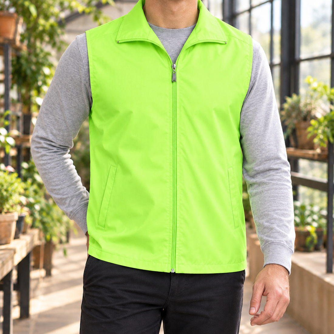 Wyatt Zip Utility Vest - Fluorescent Green