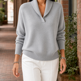 Freya-Belle Shawl Collar Sweater - Gray
