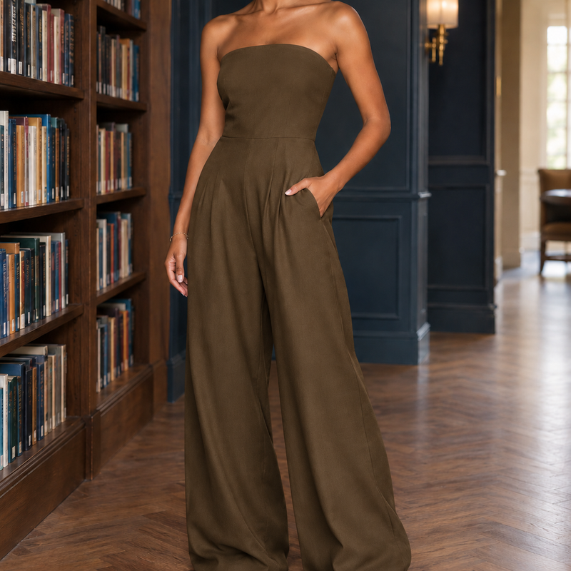 Celandine Strapless Jumpsuit - Deep Khaki