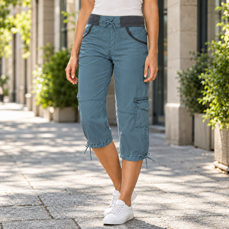 Elise-Skye Cargo Capri Pants - Blue