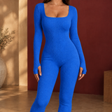 Adelia-Jane Square Neck Jumpsuit - Blue