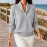 Marlene-Hope Shawl Collar Sweater - Gray