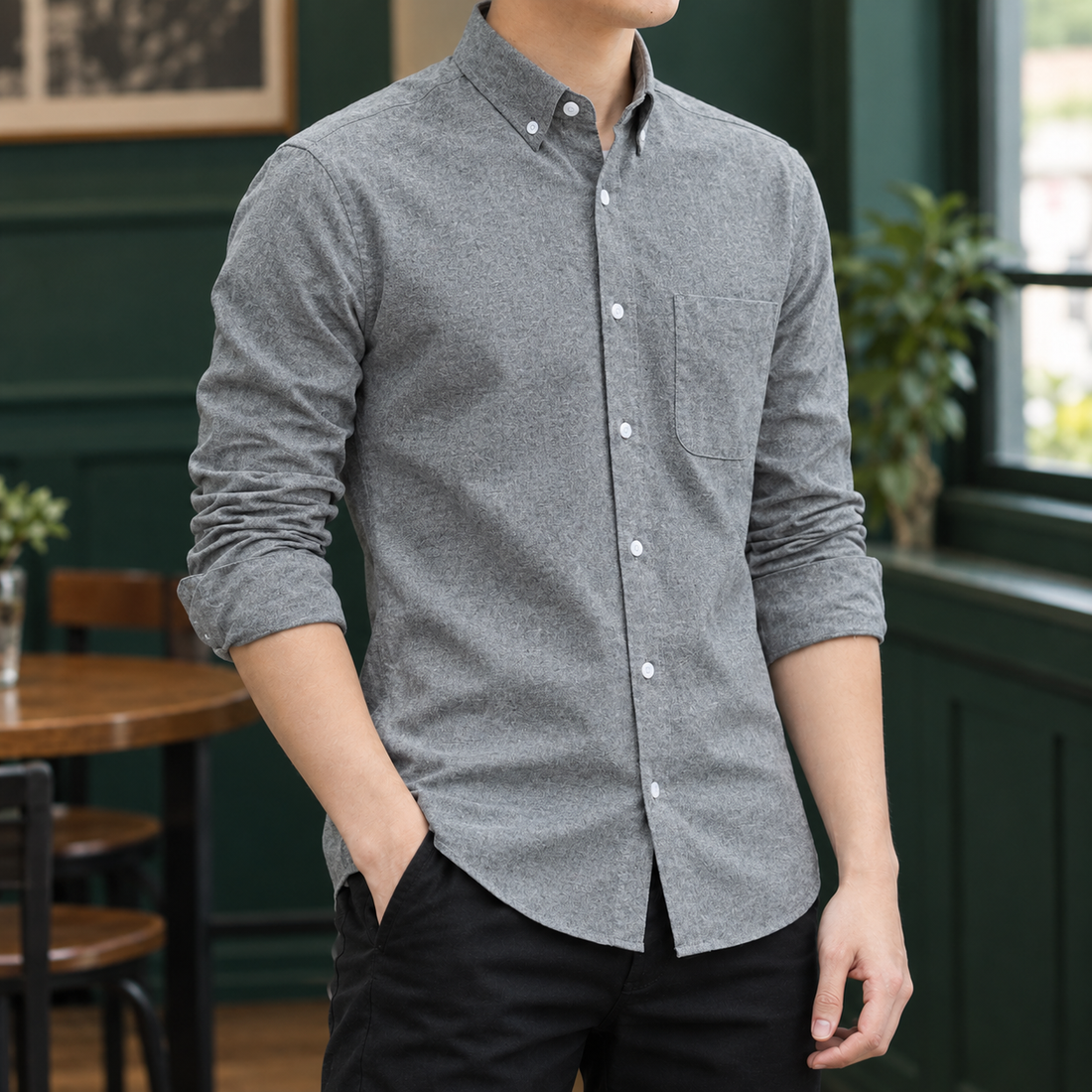Egon Slim Fit Shirt - Gray