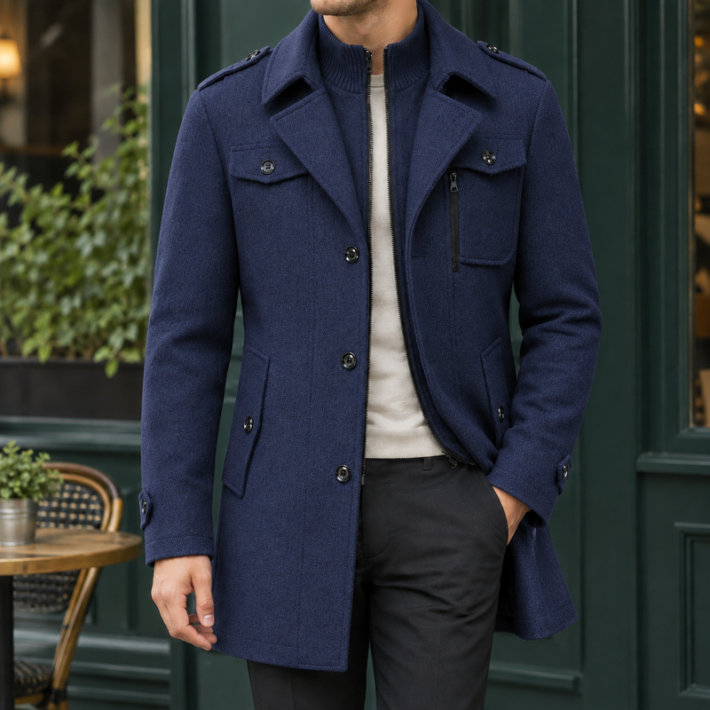 Macaire Layered Jacket - Navy Blue