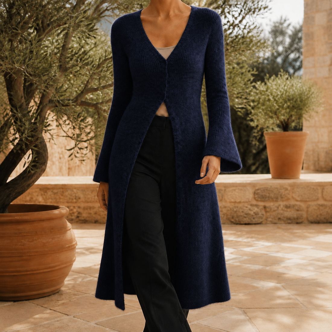 Alba-Faye V Neck Sweater - Blue