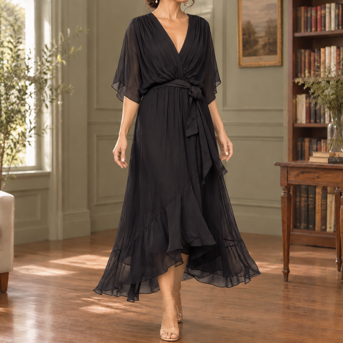 Elena-Eve High Low Dress - Black