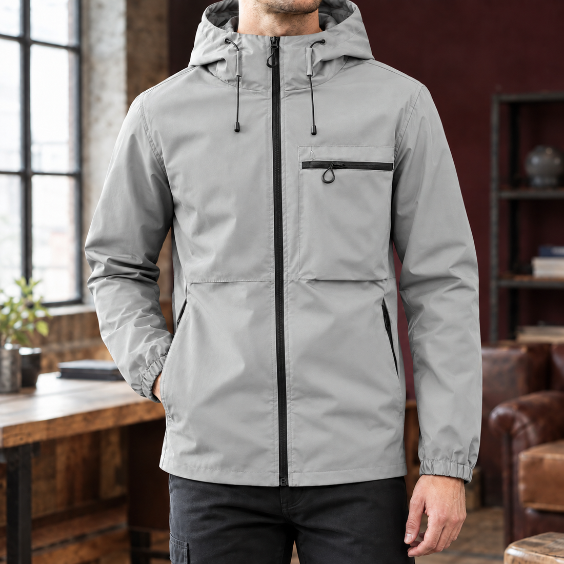 Matthew Hooded Jacket - Light Gray
