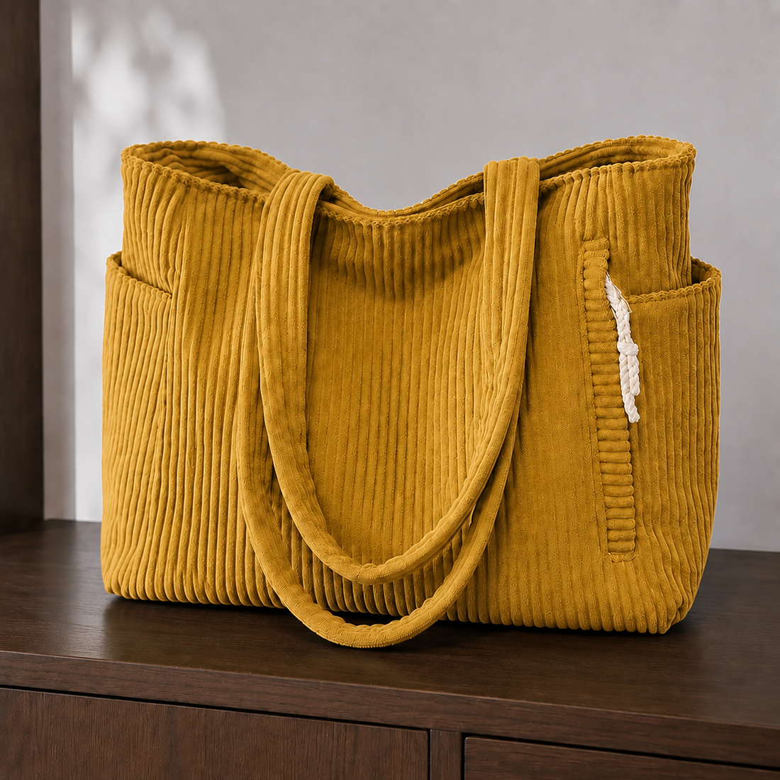 Roncalli Ribbed Tote - Mustard