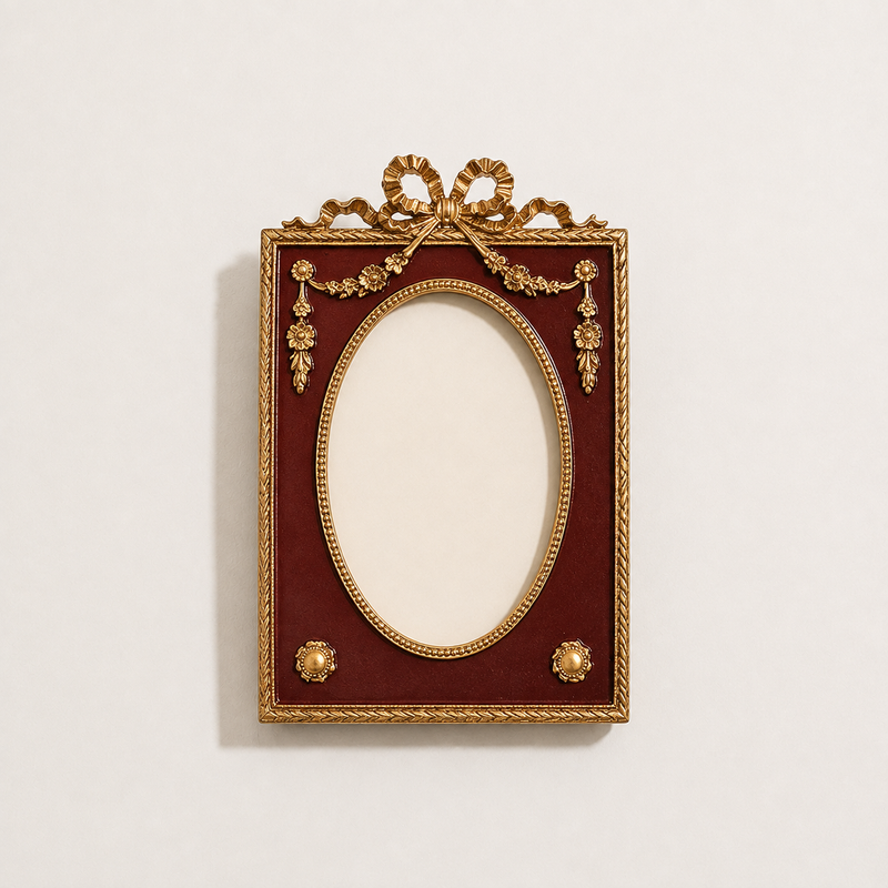 Alderley Carved Picture Frame - Wine Red Bow
