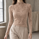 Anouk-Faye Mock Neck Top - Milk Tea