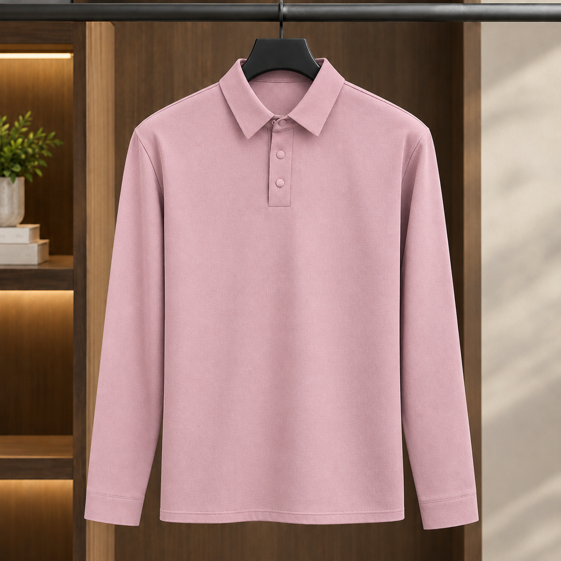 Dorian Collared Polo - Dusty Pink