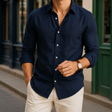Claude Linen Shirt - Navy Blue