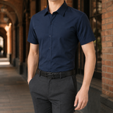 Vidal Slim Shirt - Short Sleeve Shirt Dark Blue