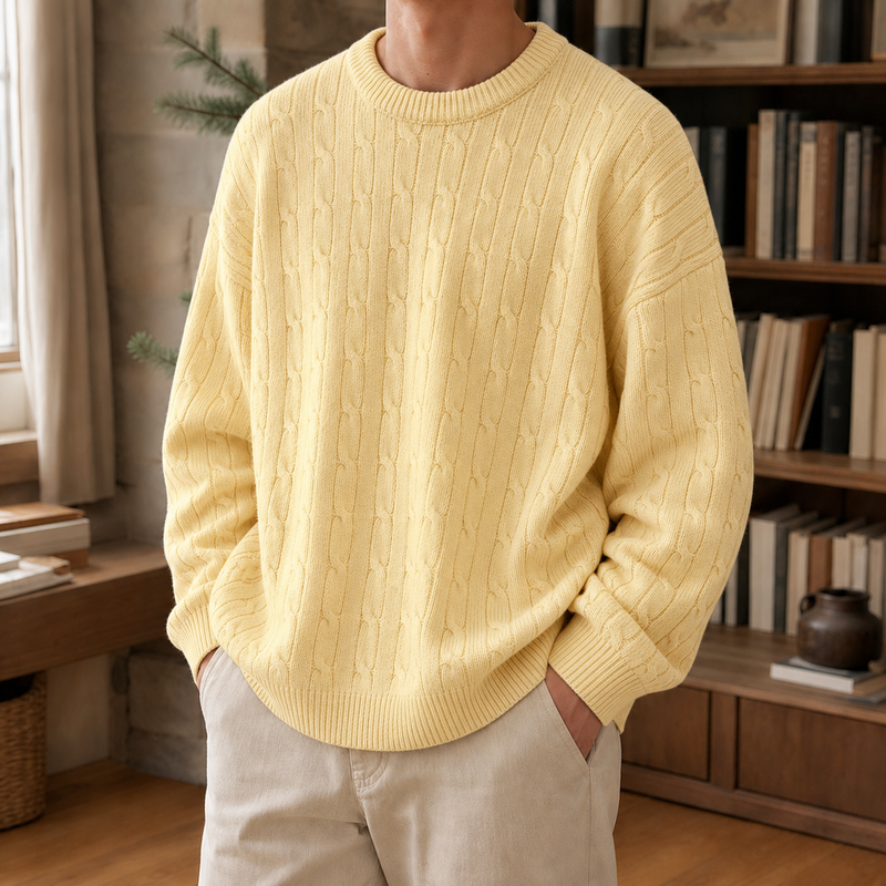 Marco Cable Knit Sweater - Light Yellow