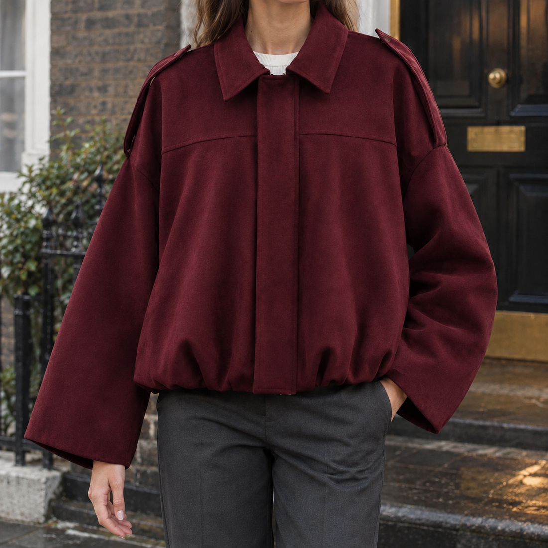 Gwendolyn Suede Jacket - Burgundy