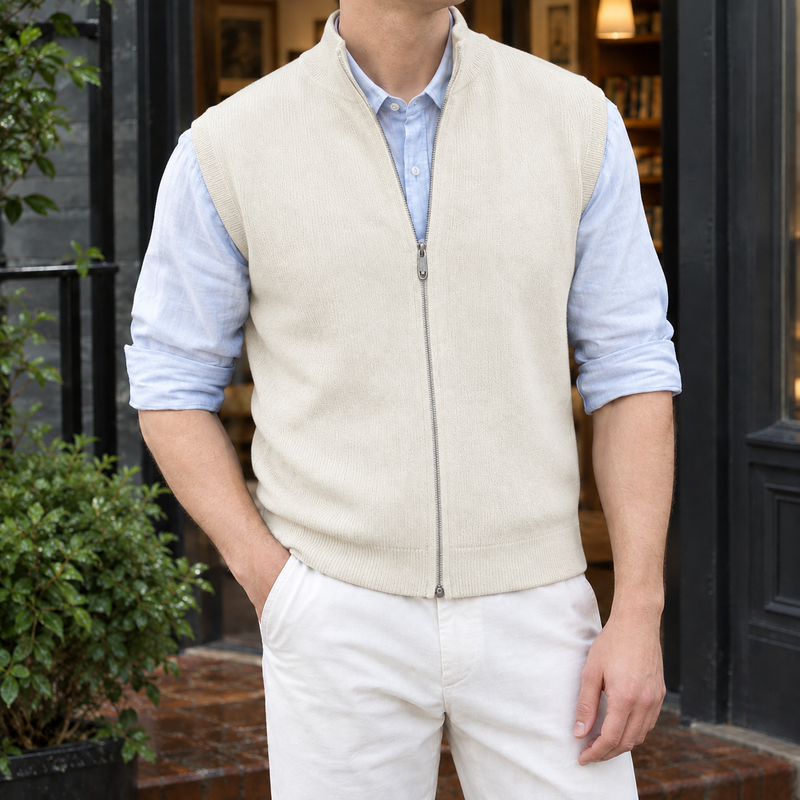 Pascal Ribbed Vest - Beige